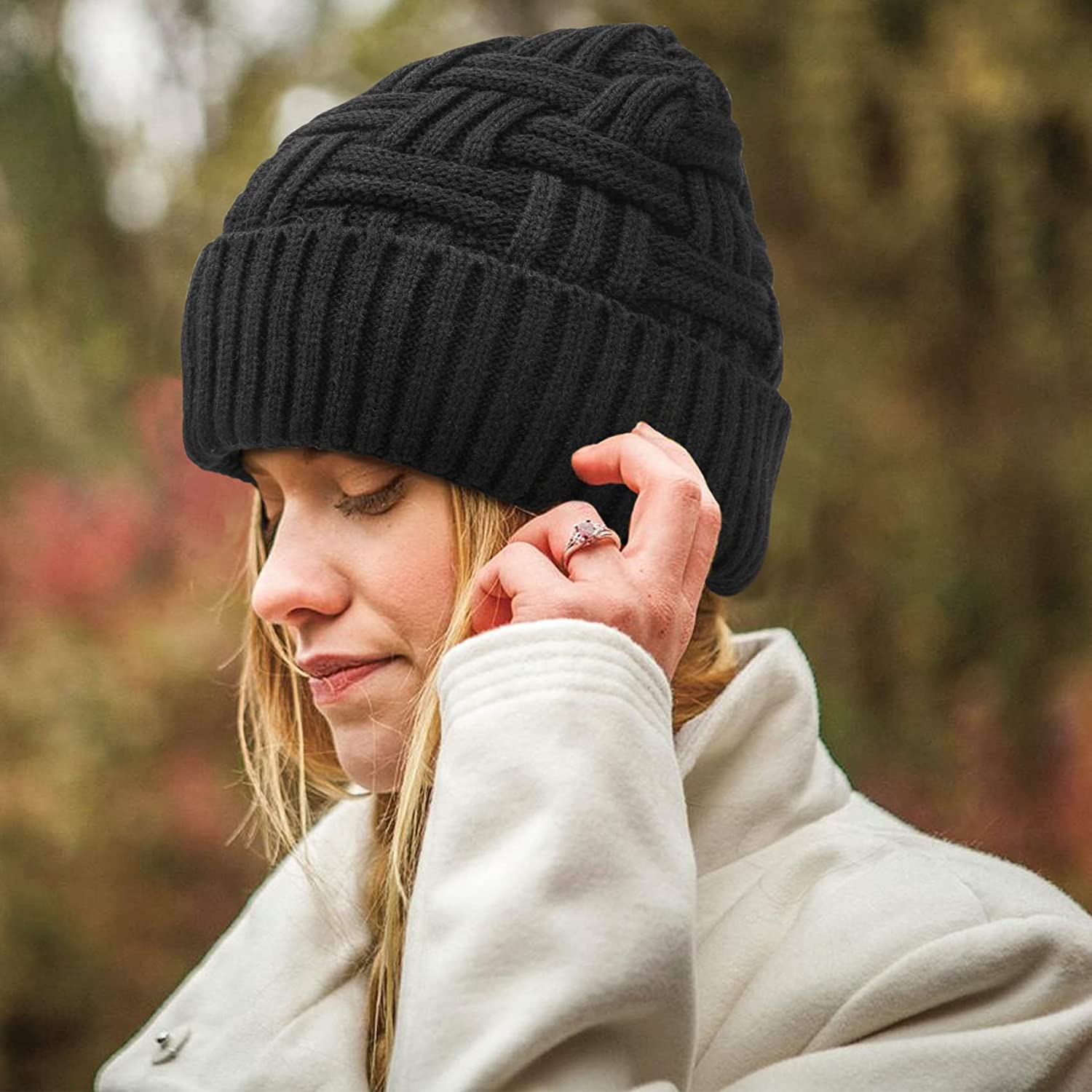Loritta 2 Pack Winter Beanie Hat Set Warm Knitted Slouchy Thick Baggy Beanie Skull Cap for Men Women Gifts - Image 3